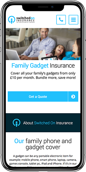 iPhone screenshot of Switched On Insurance site